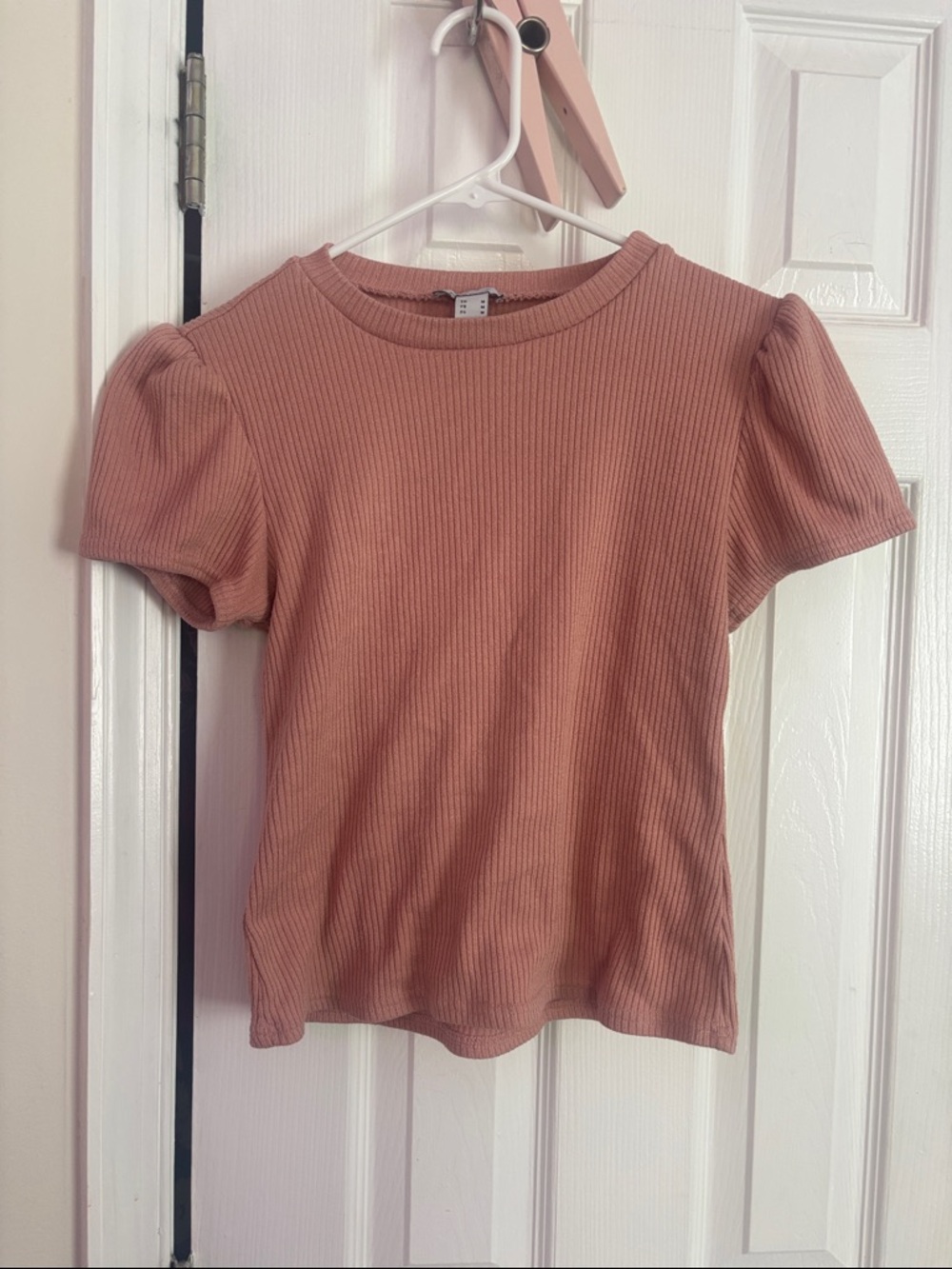 Revamped Ribbed Puff Sleeve Tee - Dusty Rose